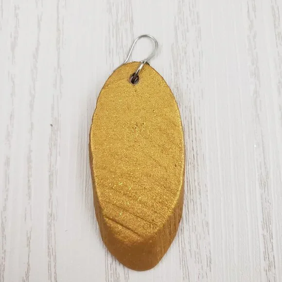 Wood Oval SINGLE Earring Cactus Painted Drop - Picture 4 of 5